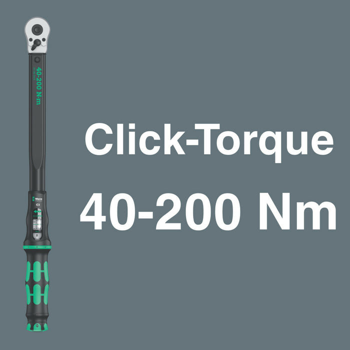 Wera Click-Torque C 3 set 2 for cement screwdriving, 40-200 Nm, 11 pieces