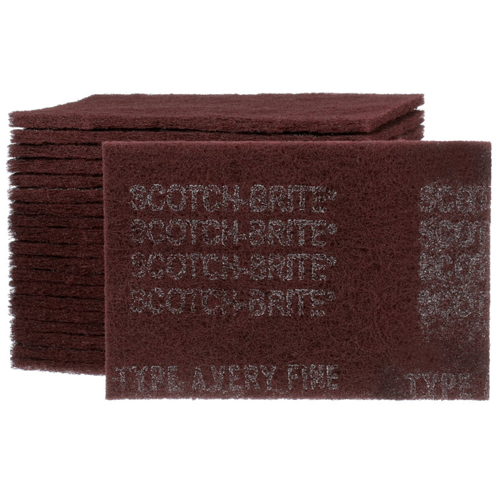 Scotch-Brite Hand Pad 7447, HP-HP, A/O Very Fine, Maroon, 6 in x 9 in