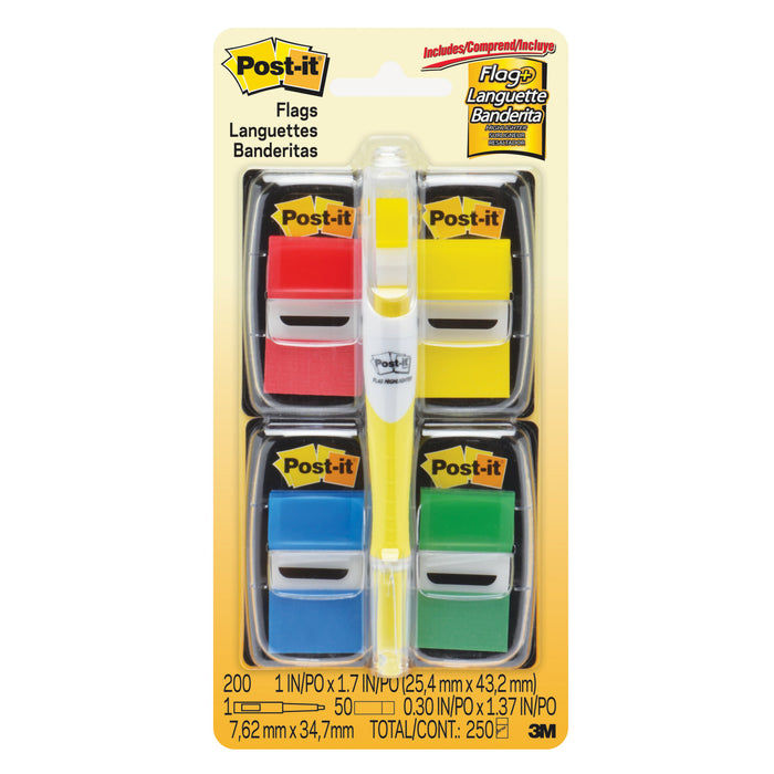 Post-it® Flags 680-RYBGVA, 1 in x 1.7 in (25,4 mm x 43,2 mm)