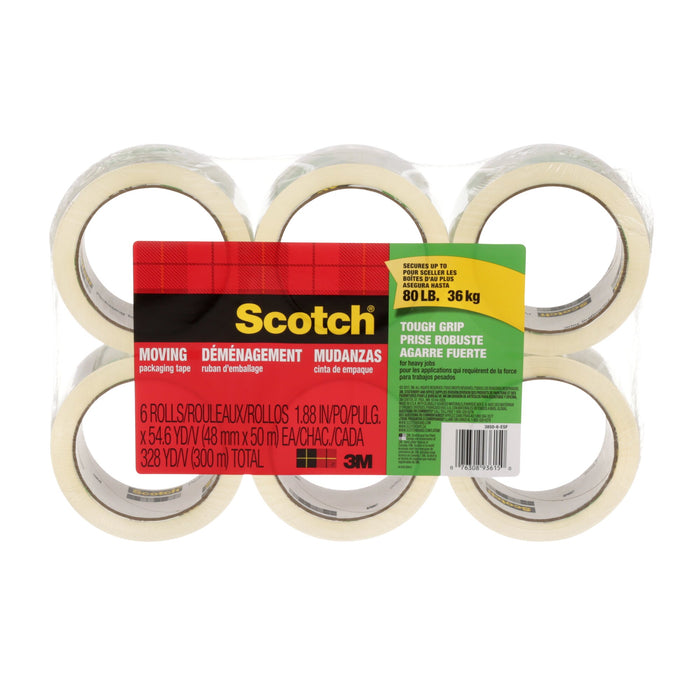 Scotch® Tough Grip Moving Packaging Tape, 3500-6-ESF, 1.88 in x 54.6 yd
