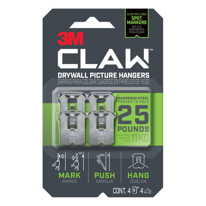 3M CLAW Drywall Picture Hanger 25 lb with Temporary Spot Marker 3PH25M-4EF