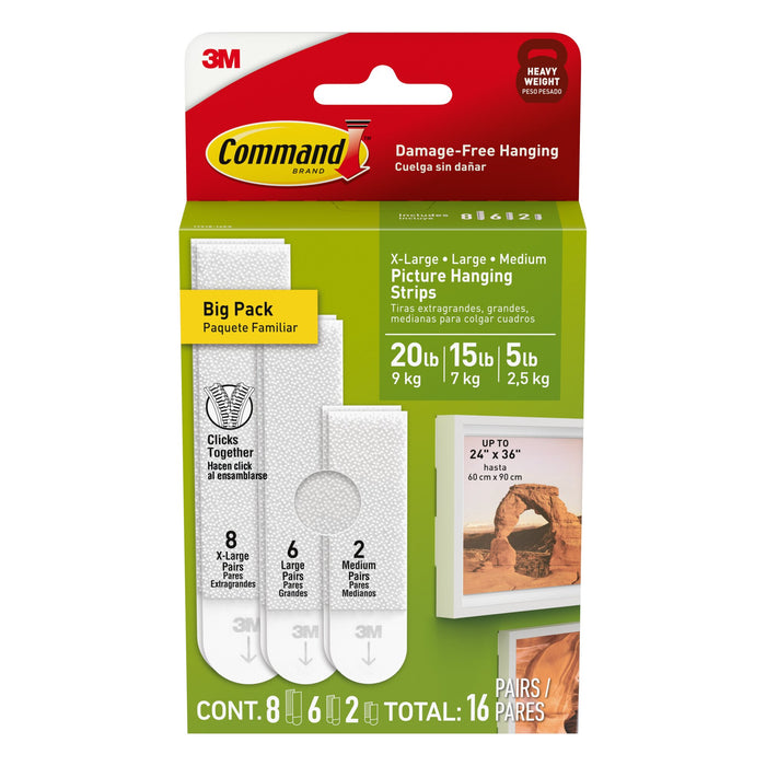 Command White Picture Hanging Strip Mixed Pack 17218-16ES, 16 Pairs