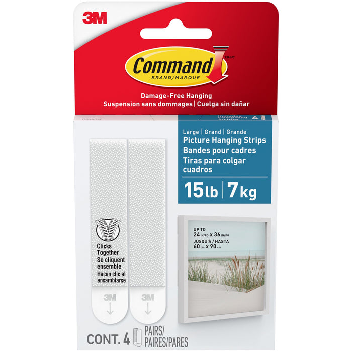 Command 15 Lb White Bath Picture Hanging Strips, 4 Pairs, 17206B-ESF