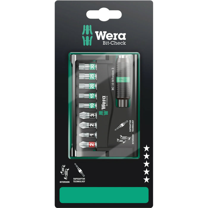 Wera Bit-Check 10 BiTorsion 3 SB, 10 pieces