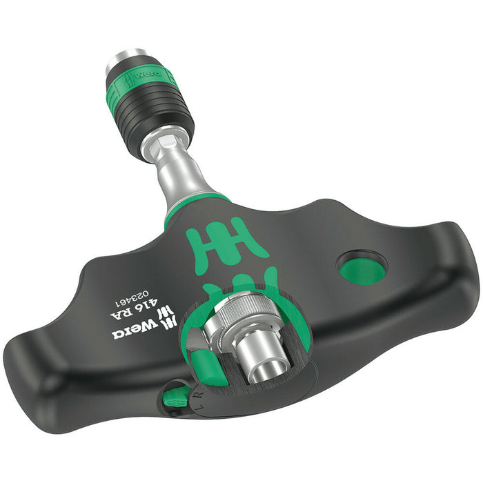 Wera 416 RA T-handle bitholding screwdriver with ratchet function and Rapidaptor quick-release chuck, 1/4" x 45 mm