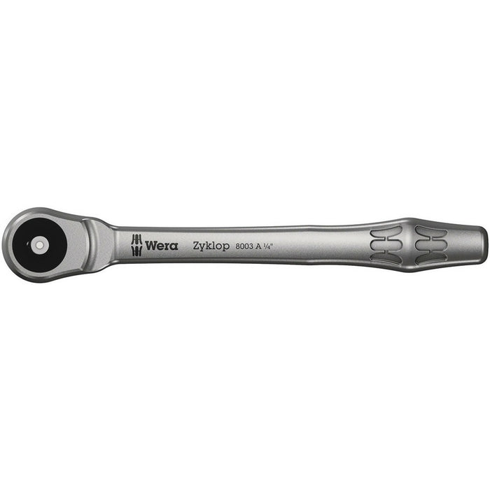 Wera 8003 A Zyklop Metal Ratchet with push-through square and 1/4" drive, 1/4" x 141 mm