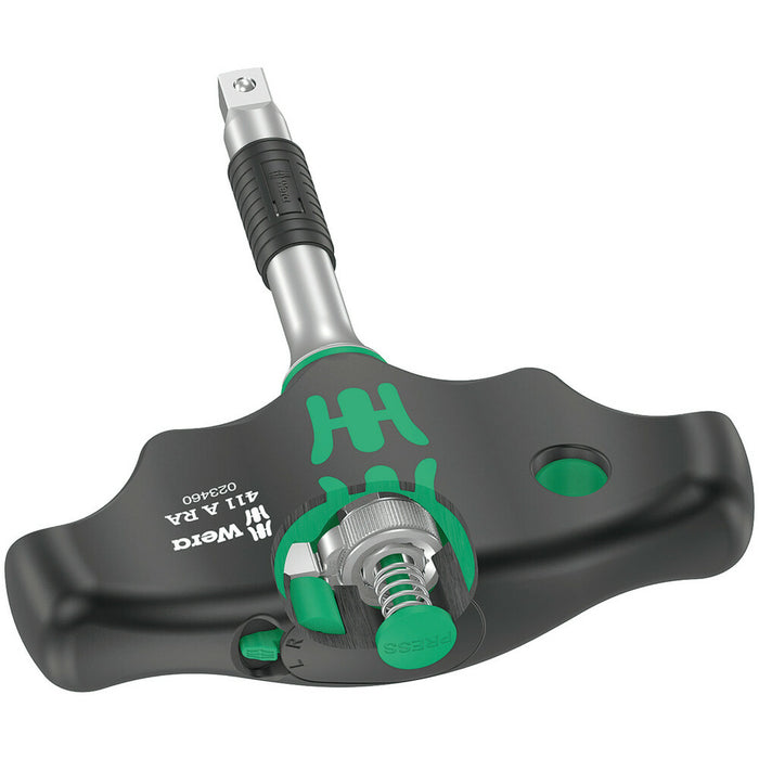Wera 411 A RA T-handle adapter screwdriver with ratchet function, 1/4", 1/4" x 45 mm