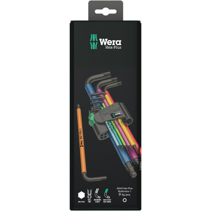 Wera 950/9 Hex-Plus Multicolour 1 SB L-key set, metric, BlackLaser, 9 pieces