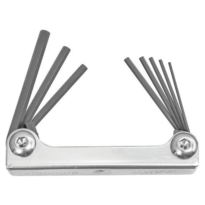 Bondhus 14591 0.050 - 3/16" Metal Handle Set of 9 Hex Fold Up Tool