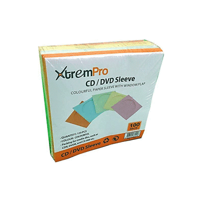 XtremPro CD DVD Sleeves W/Clear Window and Flap 100Pcs 11090 5 Colors