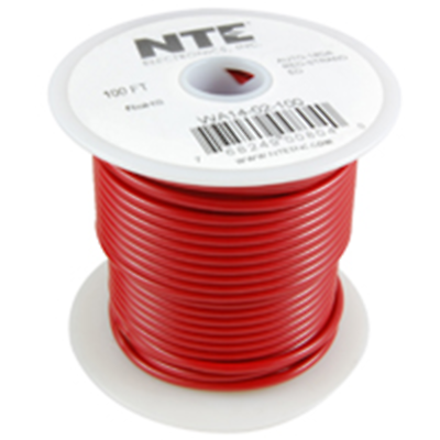 NTE Electronics  WA06-02-100 HOOK UP WIRE AUTOMOTIVE 6 GAUGE RED STRANDED 100'