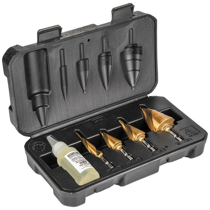 Klein Tools 25950 Step Bit Kit, Spiral Double-Fluted, VACO, 4-Piece