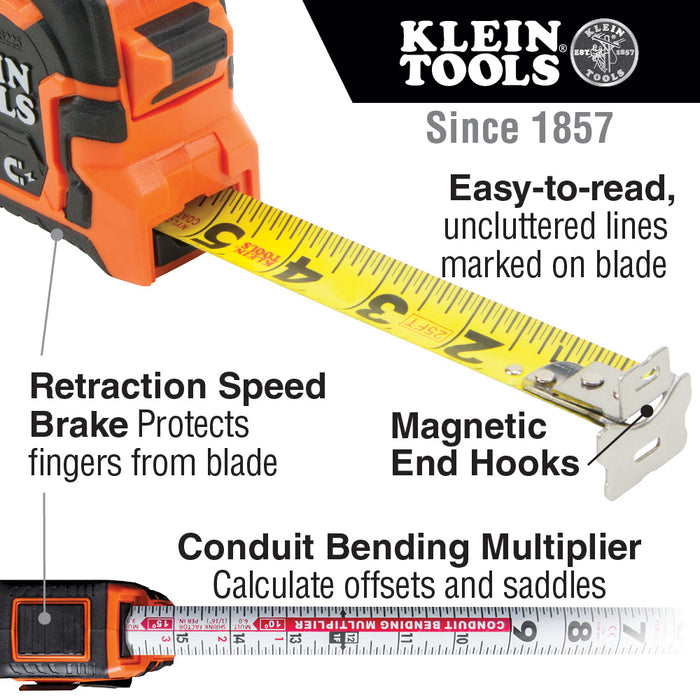 Klein Tools 86230 Double Hook Magnetic Tape Measure