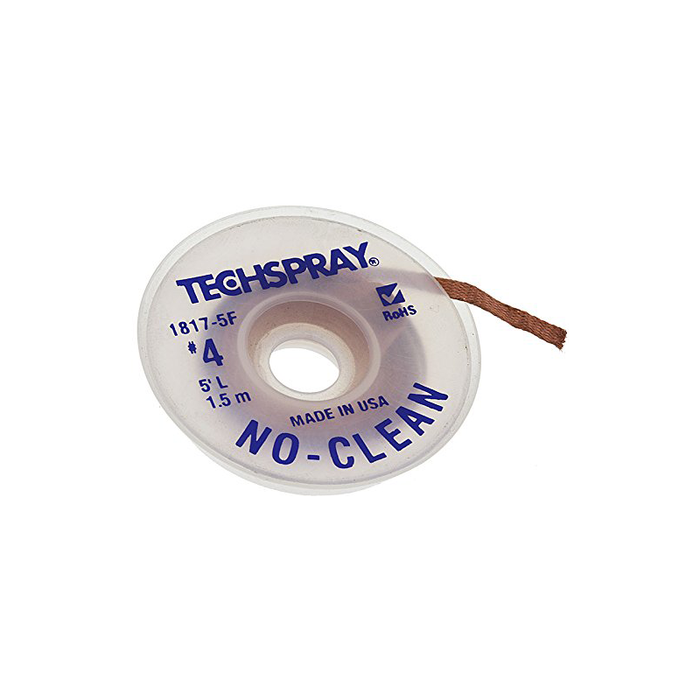 Techspray 1817-5F No-Clean Desolder Braid, Military/NASA Certified