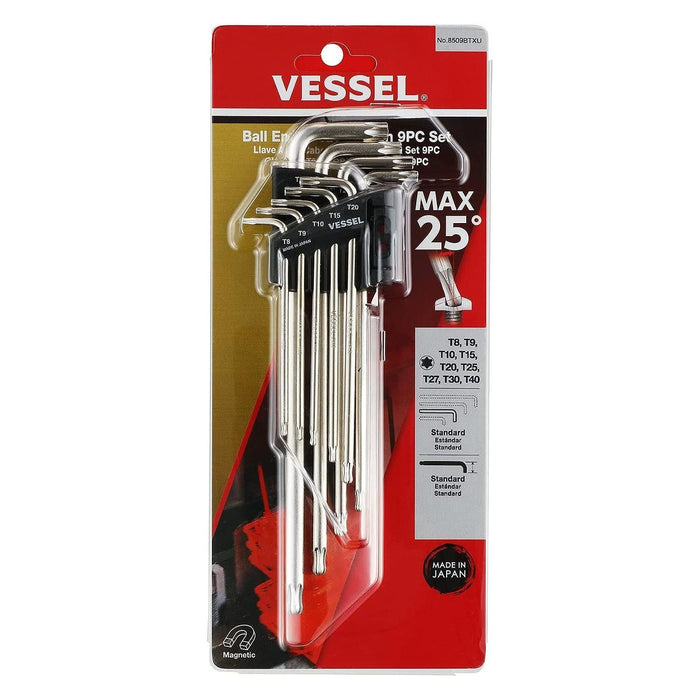 Vessel Tools 8509BTXU Ball End TORX® L-Key Wrench 9 Piece Set