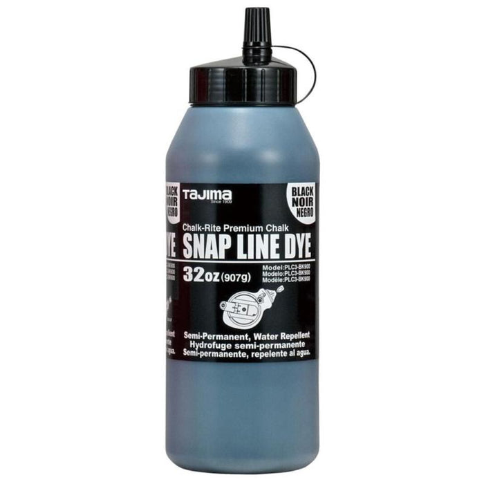 Tajima PLC3-BK900 Snap Line Dye, permanent marking chalk, black, easy-fill nozzle, 907g / 32 oz.