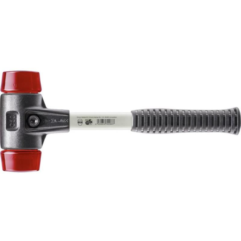 Halder Simplex 3706.030 1 Lb Soft-Face Mallet – Red Acetate Inserts, Reinforced Cast Iron Housing, Fiberglass Handle