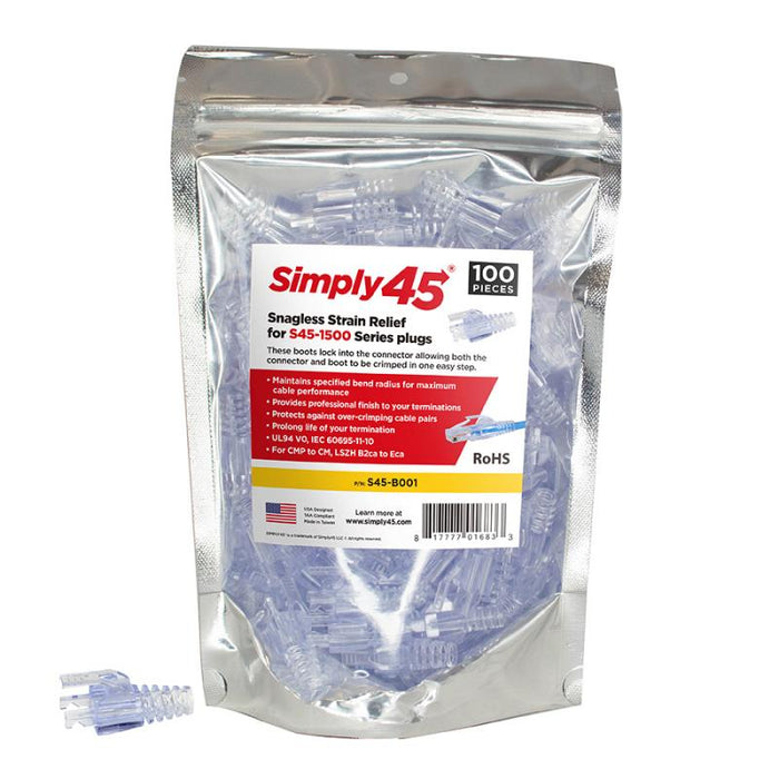 Simply45 S45-B001  Snagless Boot, Strain Relief for Simply45 Cat5e Plugs