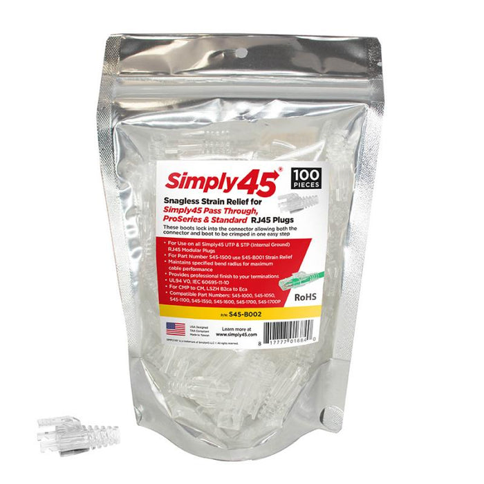 Simply45 S45-B002  Integrated Strain Reliefs for Simpy45® Unshielded Pass Through & Standard RJ45