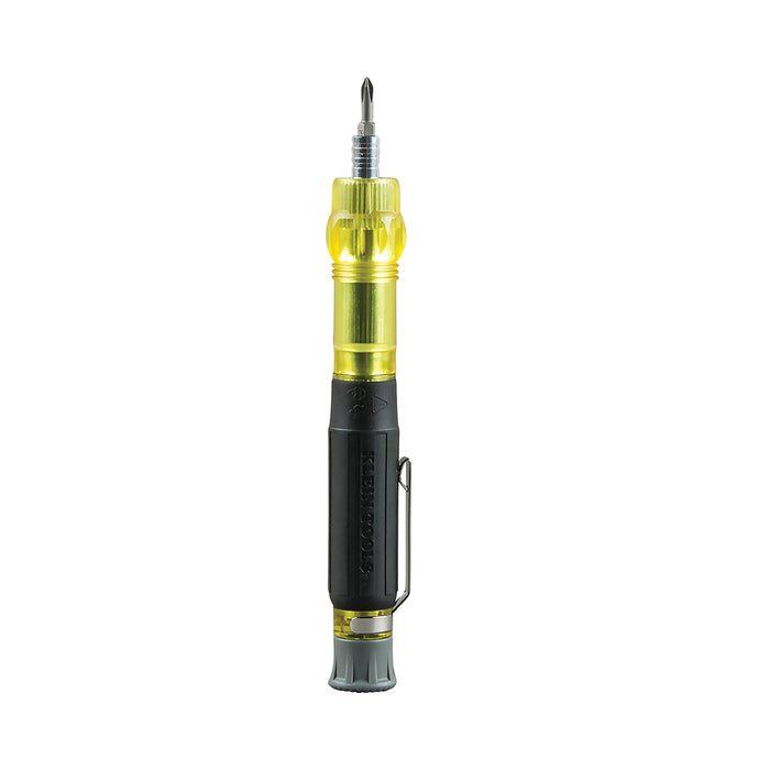Klein Tools 32614 Screwdriver, Precision Electronics 4-in-1 Pocket Screwdriver with Industrial Strength Bits