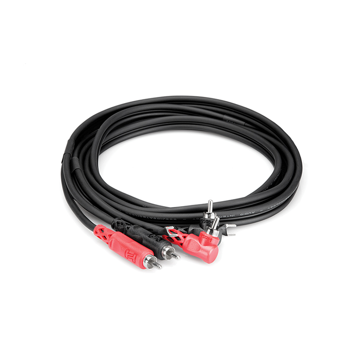 Hosa CRA-201DJ Straight RCA to Right Angle RCA Cable with Grounding Strap