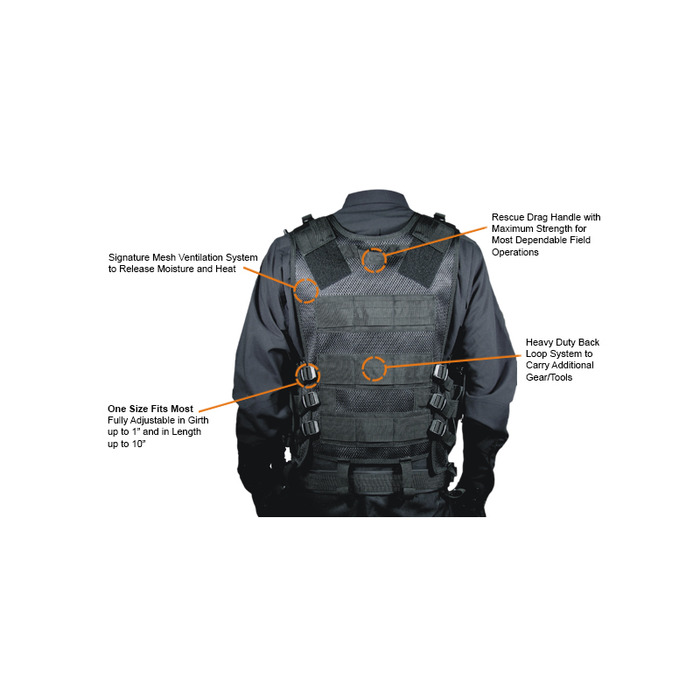 UTG PVC-V547BL 547 Law Enforcement Tactical Vest, Left Handed, Black