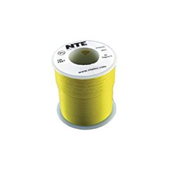 NTE Electronics WH18-04-500 Hook Up Wire 300V 18 Gauge Stranded 500' Yellow