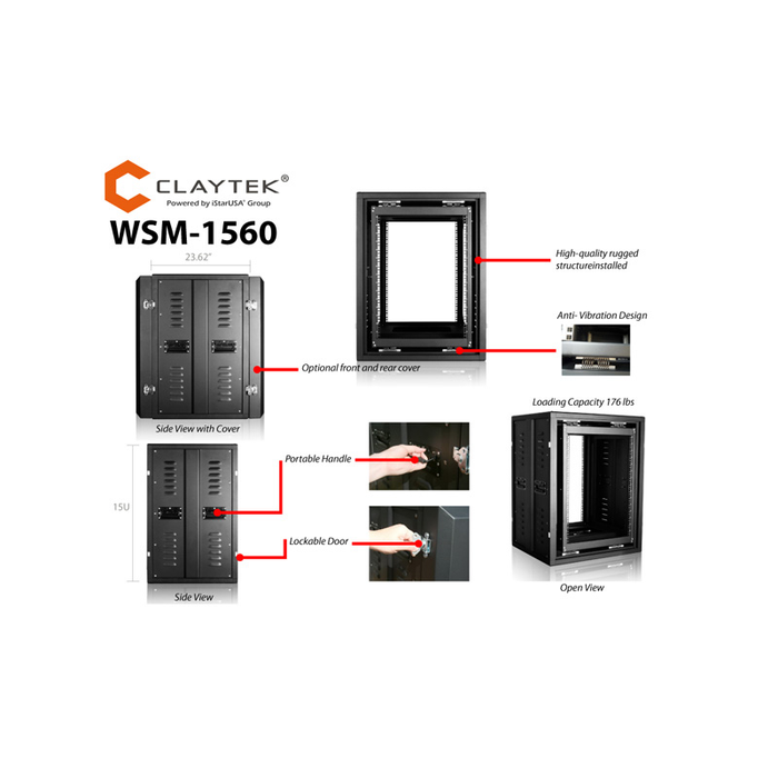 iStarUSA WSM-1560 15U 600mm Depth Rackmount Server Cabinet