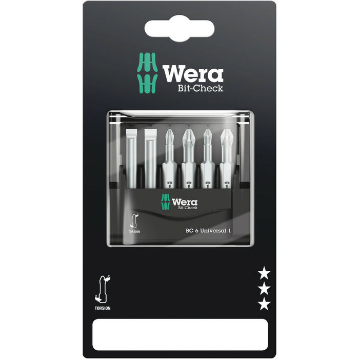 Wera Bit-Check 6 Universal 1 SB, 6 pieces