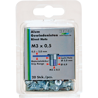 Heyco 01261300000 Rivet Nut Set in Blister Packing