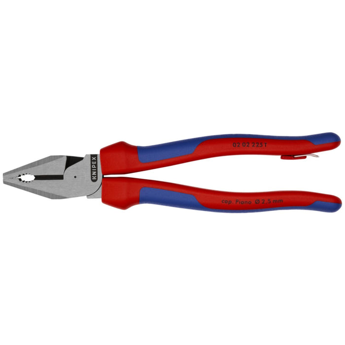 Knipex 02 02 225 T BKA 9" High Leverage Combination Pliers with Tether Attachment - Comfort Grip