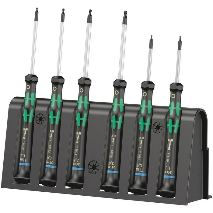 Wera 2052/6 Hexagon screwdriver set and rack for electronic applications, 6 pieces