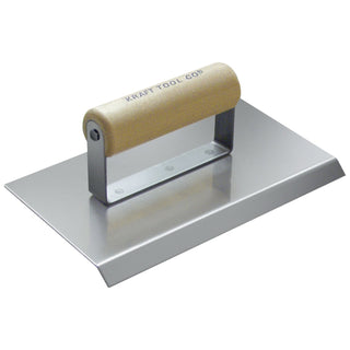 Kraft Tool CF192 6" x 4" 3/4" R Stainless Steel Chamfer Tool with Wood Handle