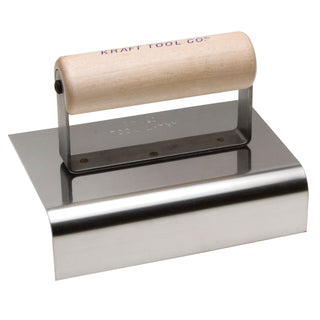 Kraft Tool CF243 6" x 4" 1-1/2"R Outside Nose & Sidewalk Tool with Wood Handle