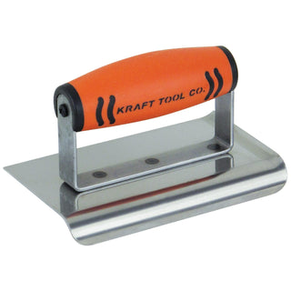 Kraft Tool CF167PFCF 8" x 4" 3/8"R Stainless Steel Curved End Cement Edger with ProForm Handle