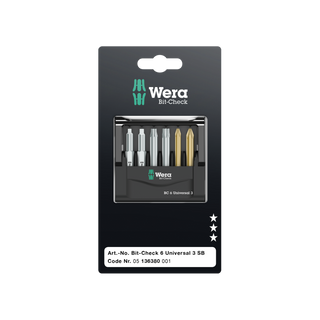 Wera Tools 05136380001 Bit-Check 6 Universal 3 SB Set