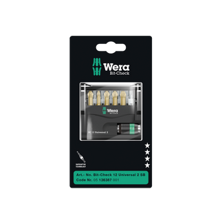 Wera Tools 05136387001 Bit-Check 12 Universal 2 SB Set