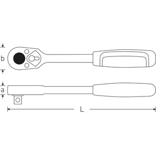 Stahlwille 13121010 532 Ratchet, 1/2", long handle