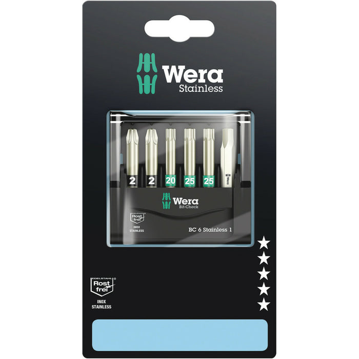 Wera Bit-Check 6 Stainless 1 SB, 6 pieces