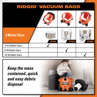 Ridgid 23738 High-Efficiency Dust Bags (VF3501)