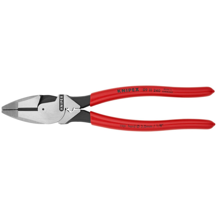 Knipex 09 11 240 SBA High Leverage Lineman's Pliers New England with Fish Tape Puller & Crimper