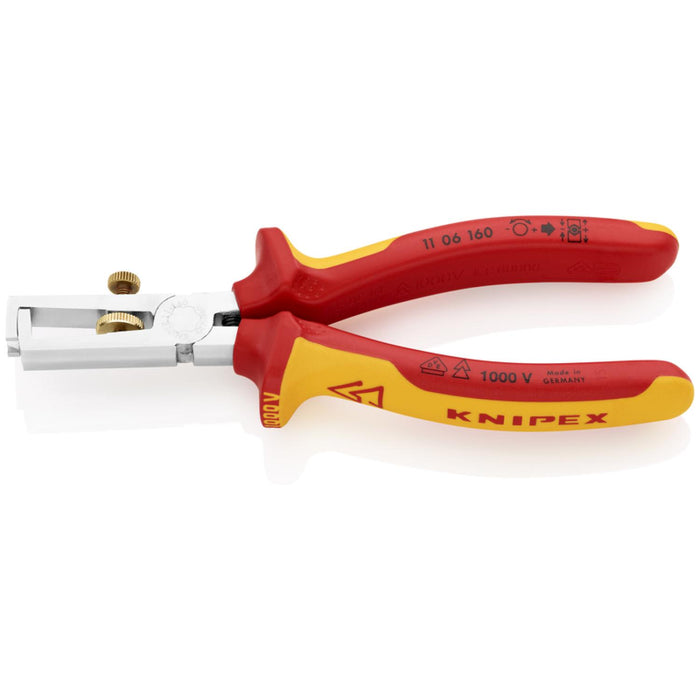 Knipex 11 06 160 6.3" Wire Insulation Strippers - Insulated Chrome MultiGrip