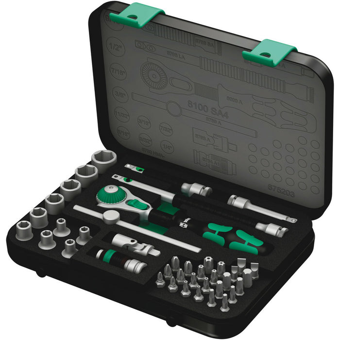 Wera 8100 SA 4 Zyklop Speed Ratchet Set, 1/4" drive, imperial, 41 pieces