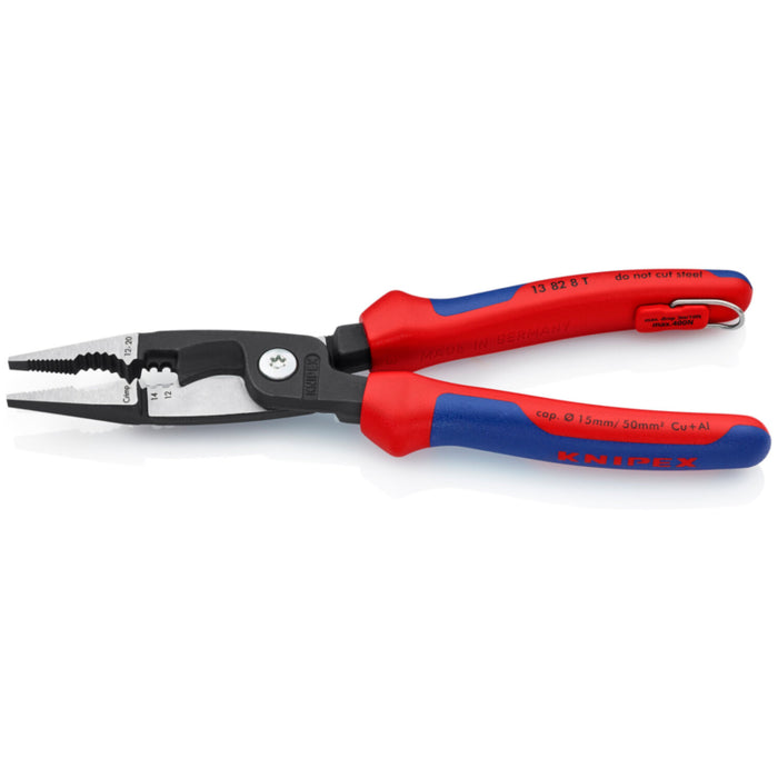 Knipex 13 82 8 T BKA 8" 6-in-1 Electrical Installation Pliers with Tether Attachment-Comfort Grip