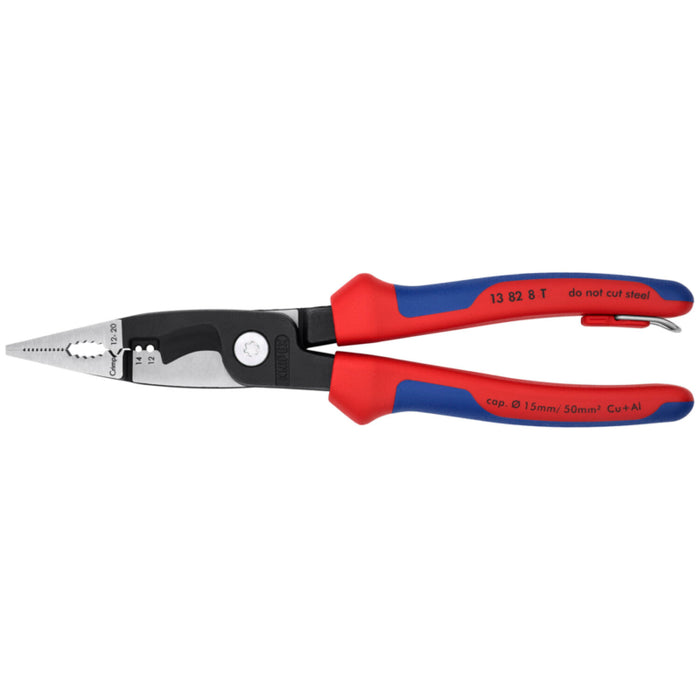 Knipex 13 82 8 T BKA 8" 6-in-1 Electrical Installation Pliers with Tether Attachment-Comfort Grip