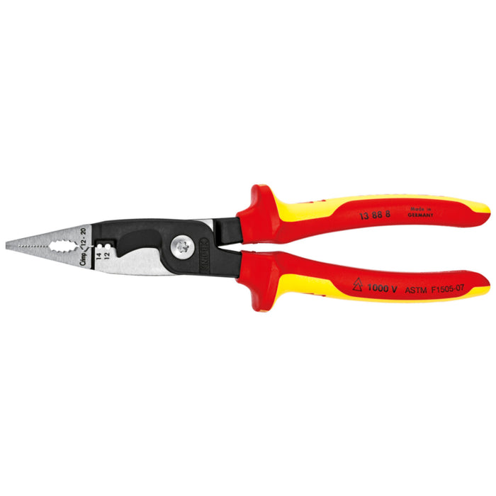 Knipex 13 88 8 SBA 8" 6-in-1 Electrical Installation Pliers 12 and 14 AWG-1000V Insulated