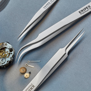 Knipex 92 31 01 4 3/4" Premium Stainless Steel Gripping Tweezers-45°Angled-Needle-Point Tips