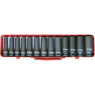 Ko-ken 14208M  1/2 Sq. Dr. 13 Piece Impact Deep 6-Point Socket Set 10-27mm
