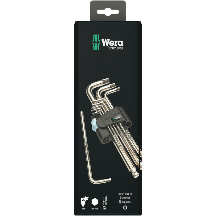 Wera 3950/9 Hex-Plus Stainless 1 SB L-key set, metric, stainless, 9 pieces