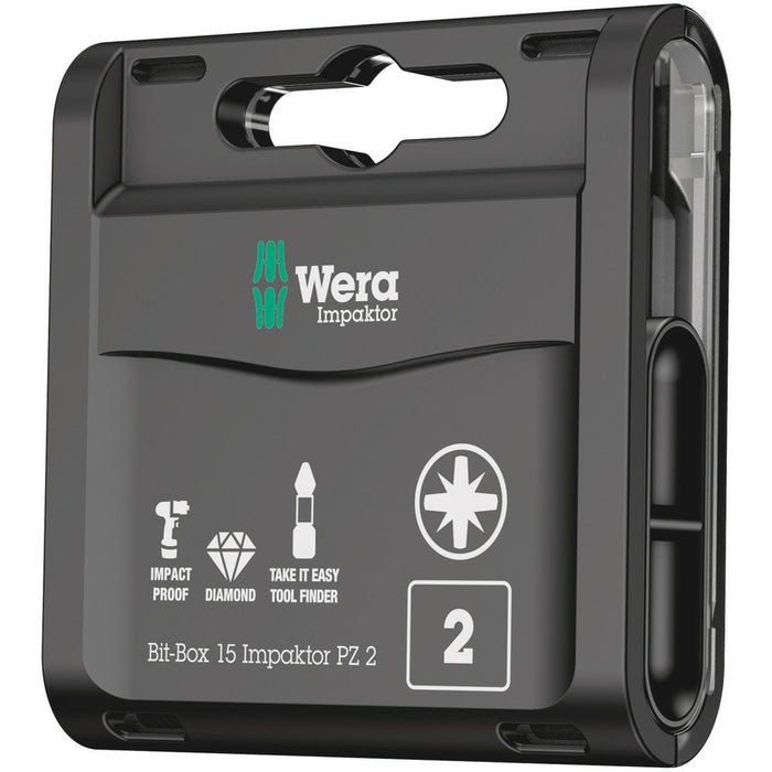 Wera Bit-Box 15 Impaktor PZ, PZ 2 x 25 mm, 15 pieces